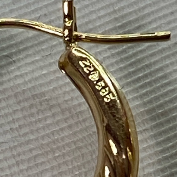 14K YELLOW GOLD twisted hoop earrings REAL GOLD - Picture 7 of 11
